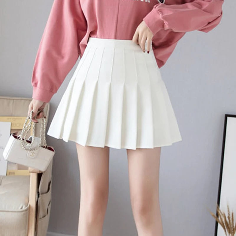 2024 Spring Summer Korean Skirt Shorts Women High Waist Sexy Mini Skirt School Short Pleated Kawaii Japanese Pink Skirt Female