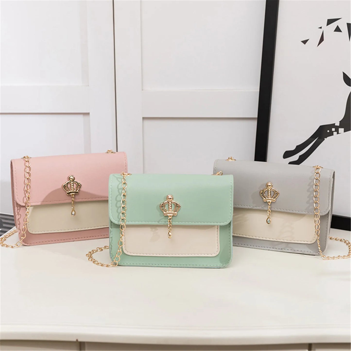 New Fashion Female Shoulder Bag with Metal Chain Women's Crossbody Bags Casual Trendy Square Shoulder Bag