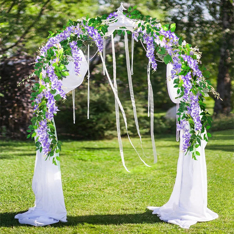 2M Artificial Wisteria Flowers Garland Vine Silk Hanging Flower for Home Garden Outdoor Ceremony Wedding Arch Floral Decoration