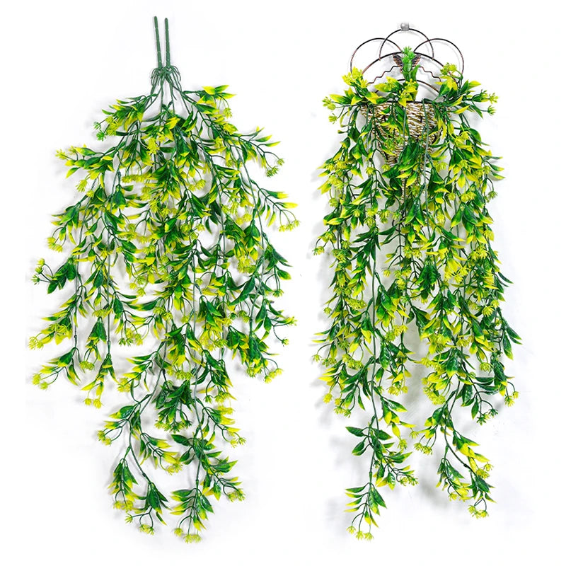 Hanging Artificial Plants Vines Plastic Leaf Home Garden Decoration Outdoor Fake Plant Garland Wedding Party Wall Balcony Decor