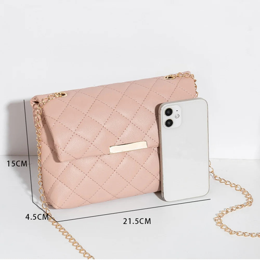 Diamond Lattice Women Shoulder Bag Female Embroidered Luxury Small Square Bag PU Leather Crossbody Bags Handbag Purses Phone Bag