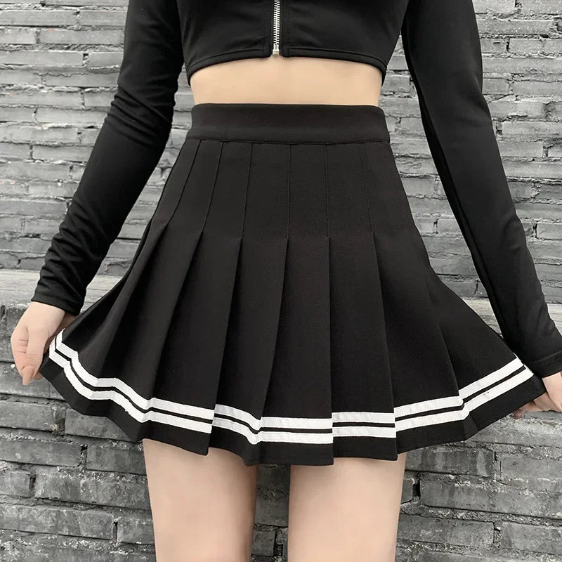 High Waist Mini Black Skirts Gothic Streetwear Cross Print Pleated Women Skirts Emo Fairy Grunge Lolita Harajuku Skirt